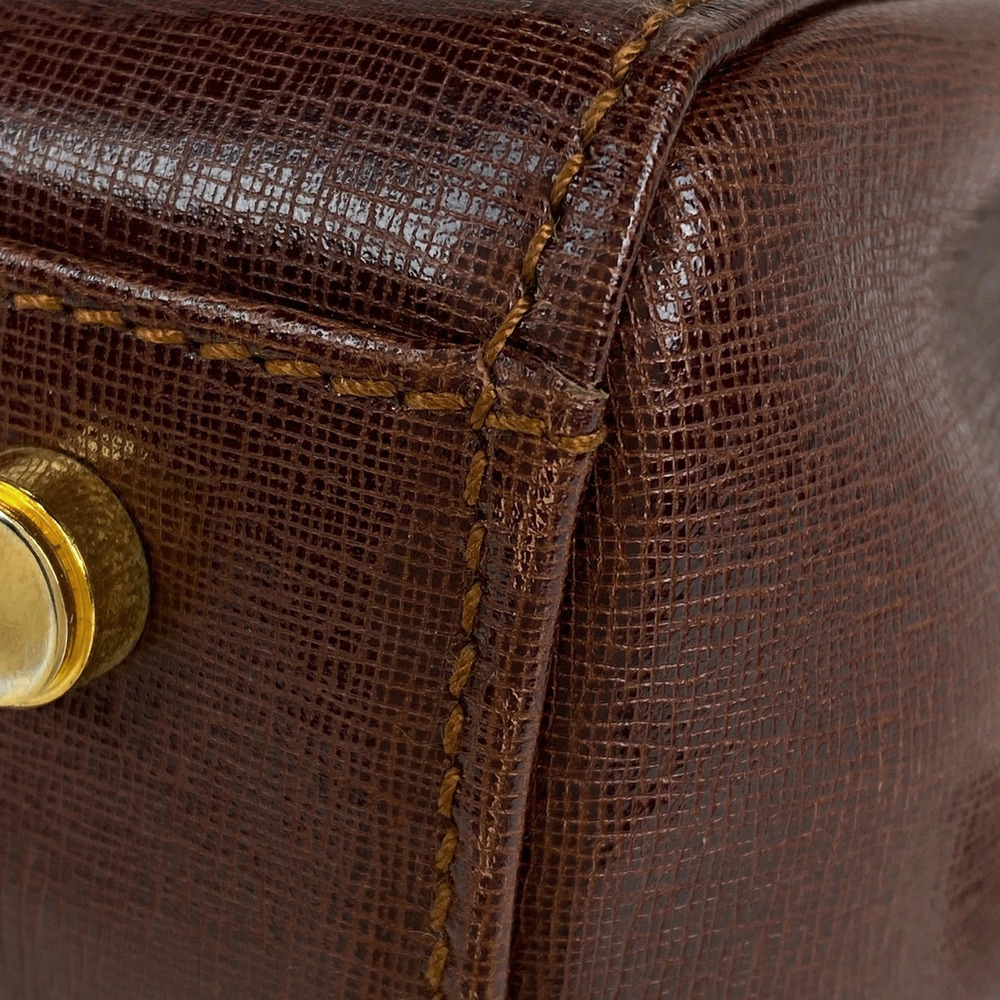 Salvatore Ferragamo Logo Leather Handbag Brown Bag Shoulder